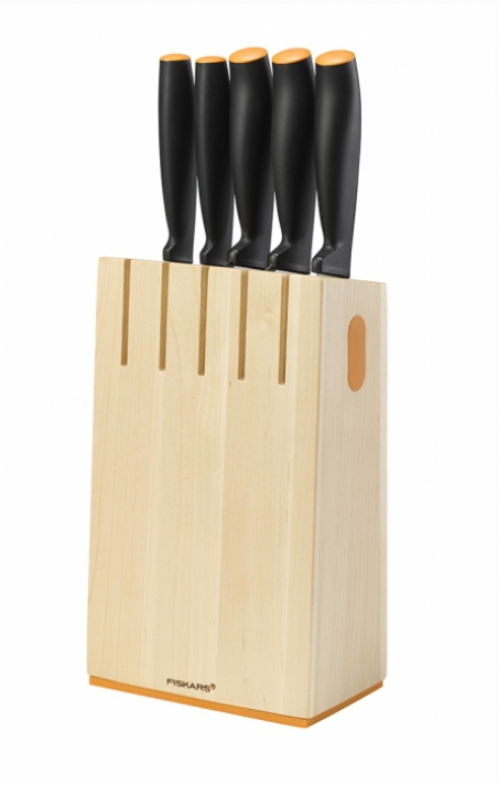 Набор ножей FISKARS Functional Form  с деревянной подставкой, 5 шт
